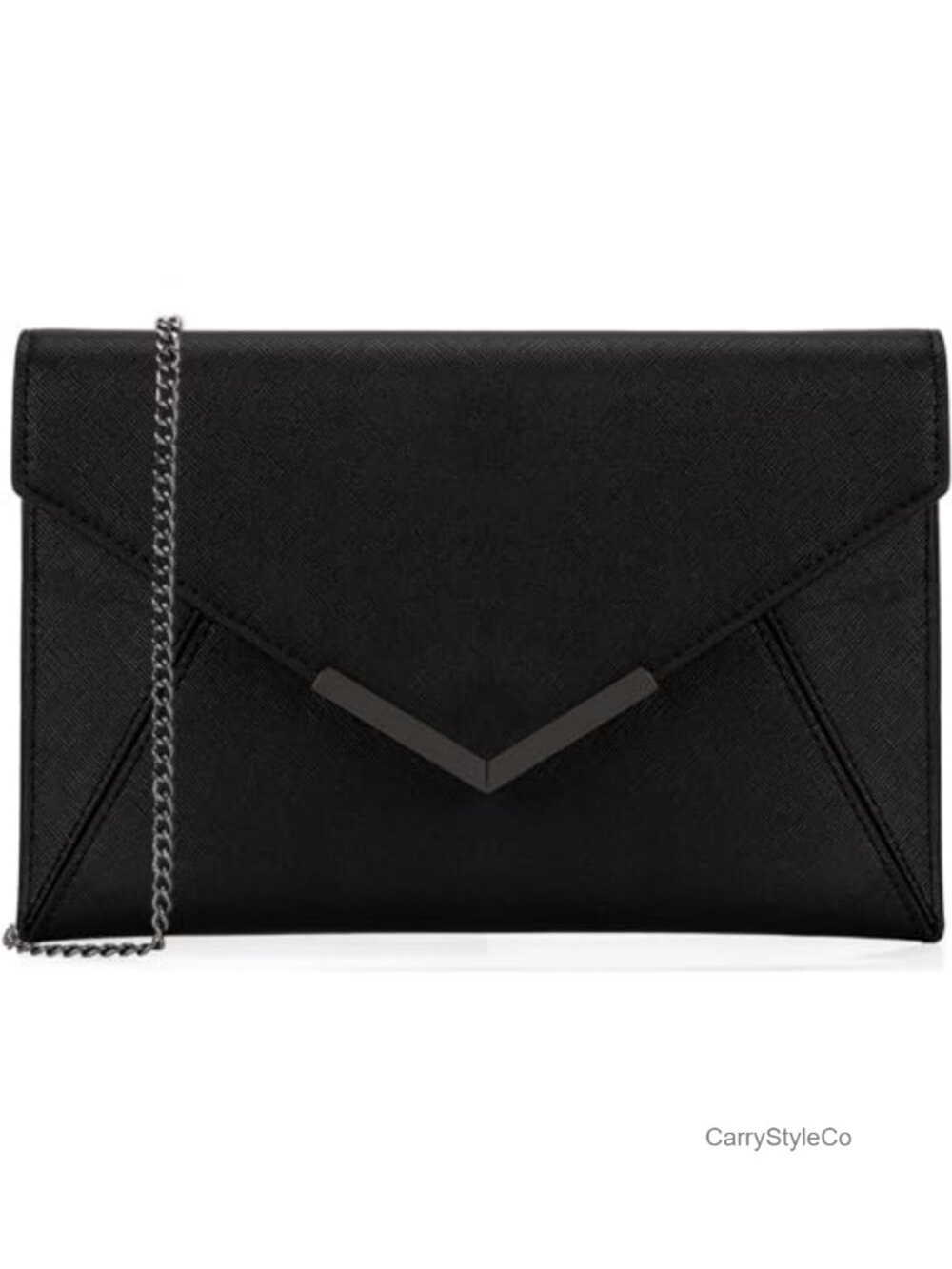 Women Envelope Clutch Handbag Saffiano Leather Foldover Purse